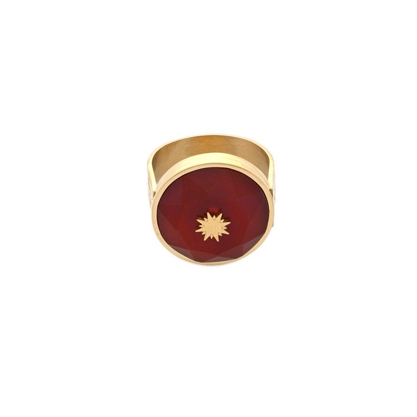 Anello acciaio pietre natural stella GB