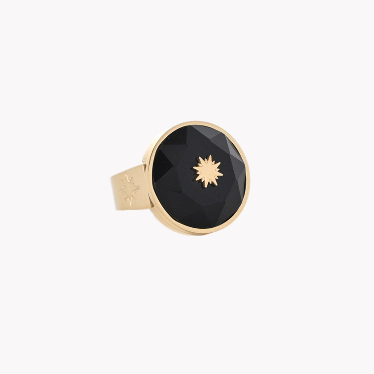 Clover steel ring natural stone star GB