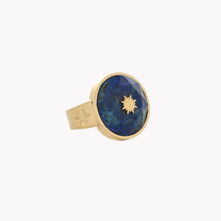 Clover steel ring natural stone star GB