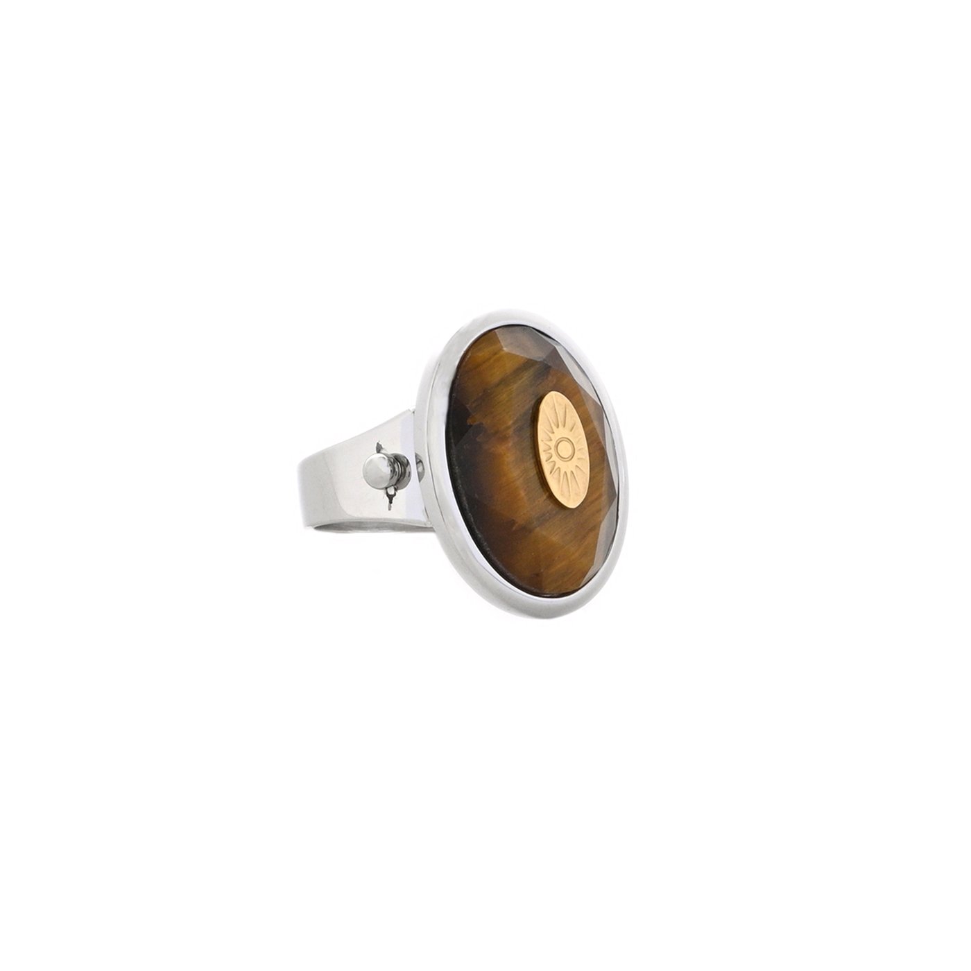 Steel ring natural stone and eye GB