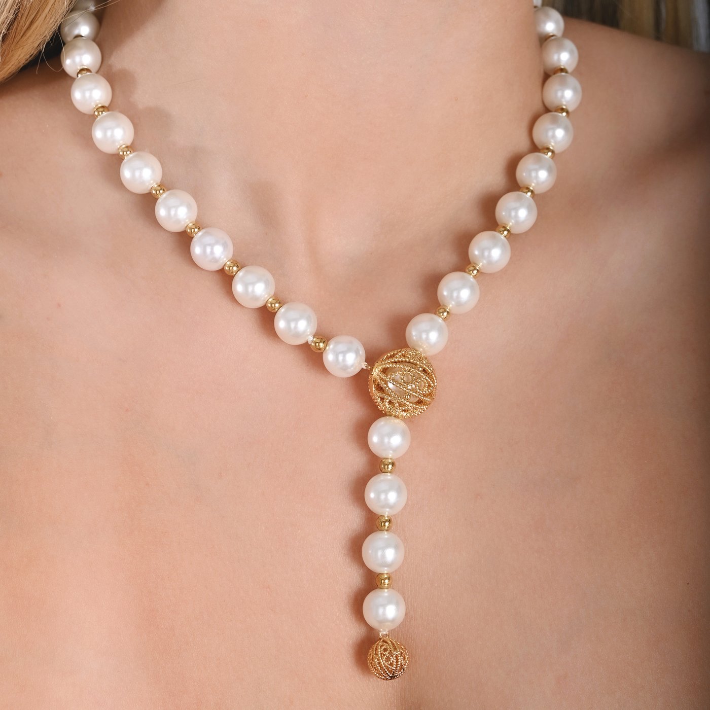 Encantos Portugal adjustable necklace with pearls