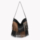 Fringe shoulder bag with GB pattern