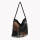 Fringe shoulder bag with GB pattern