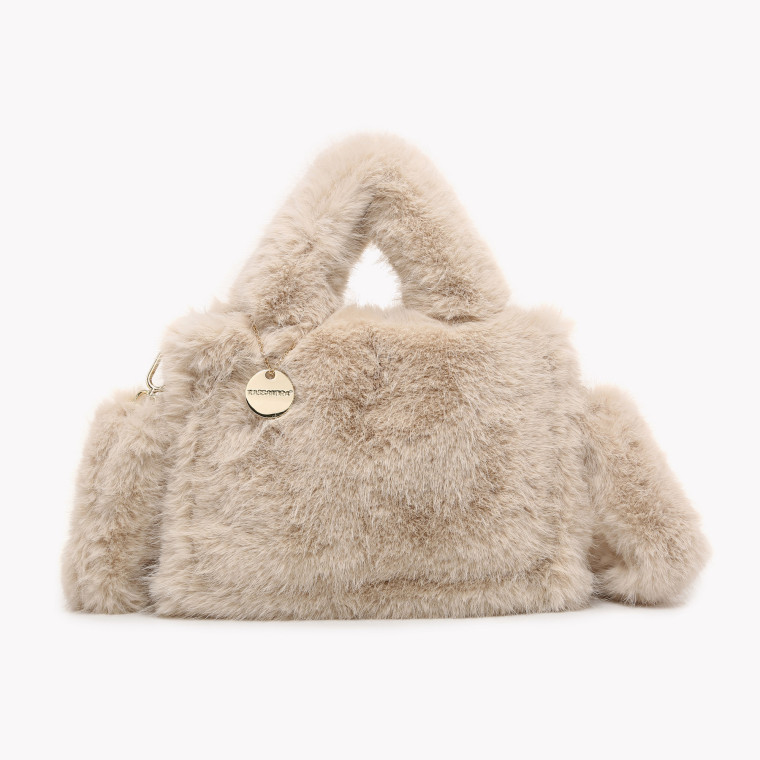 GB fur tote style crossbody bag