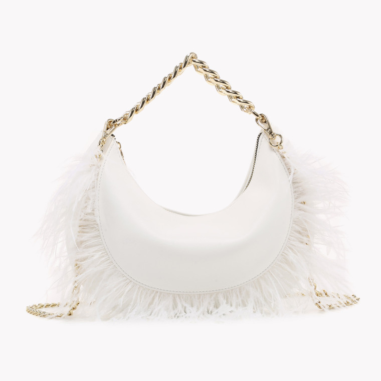 Half moon bag with feather details GB