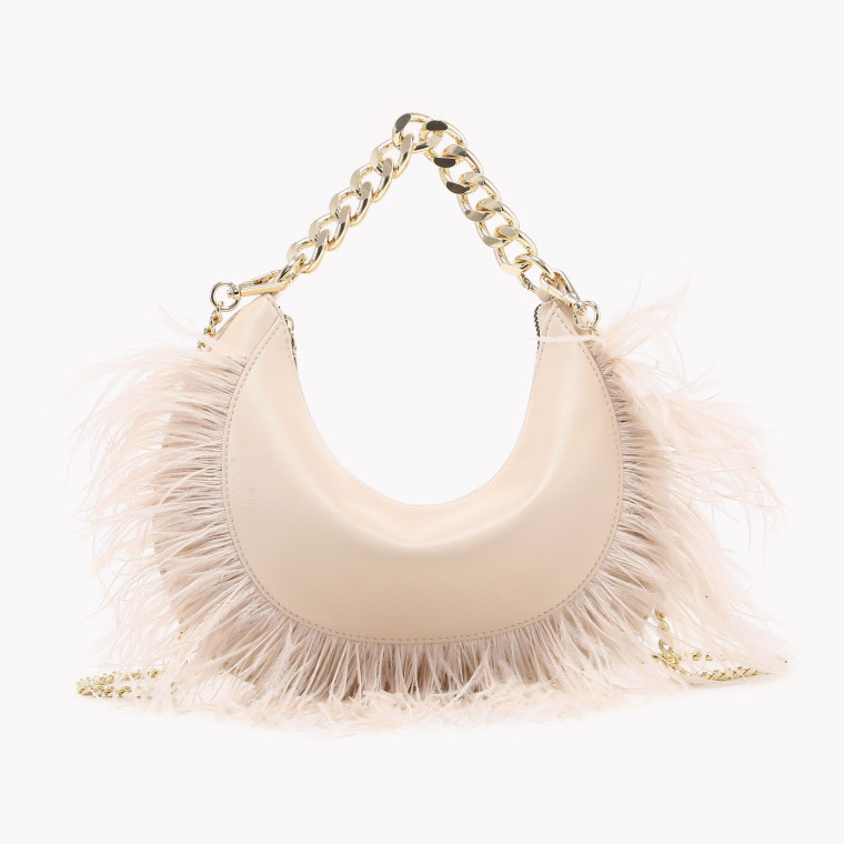 Sac demi-lune détails plumes GB