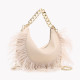 Bolso media luna con detalles de plumas GB