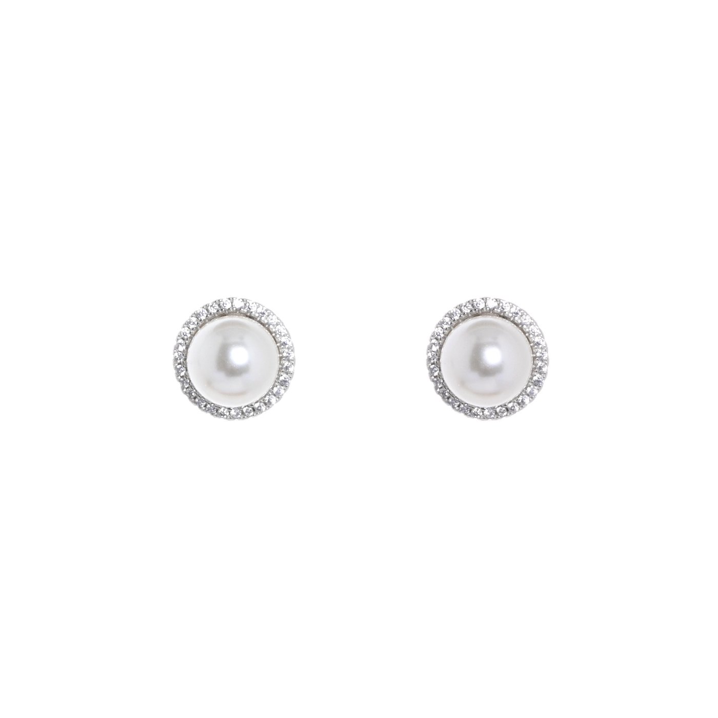 Boucles d\'oreilles BeLove avec grande perle et zircones