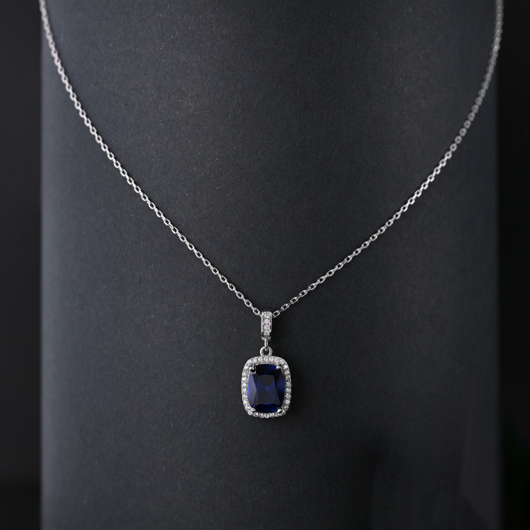 S925 necklace rectangular zirconie GB