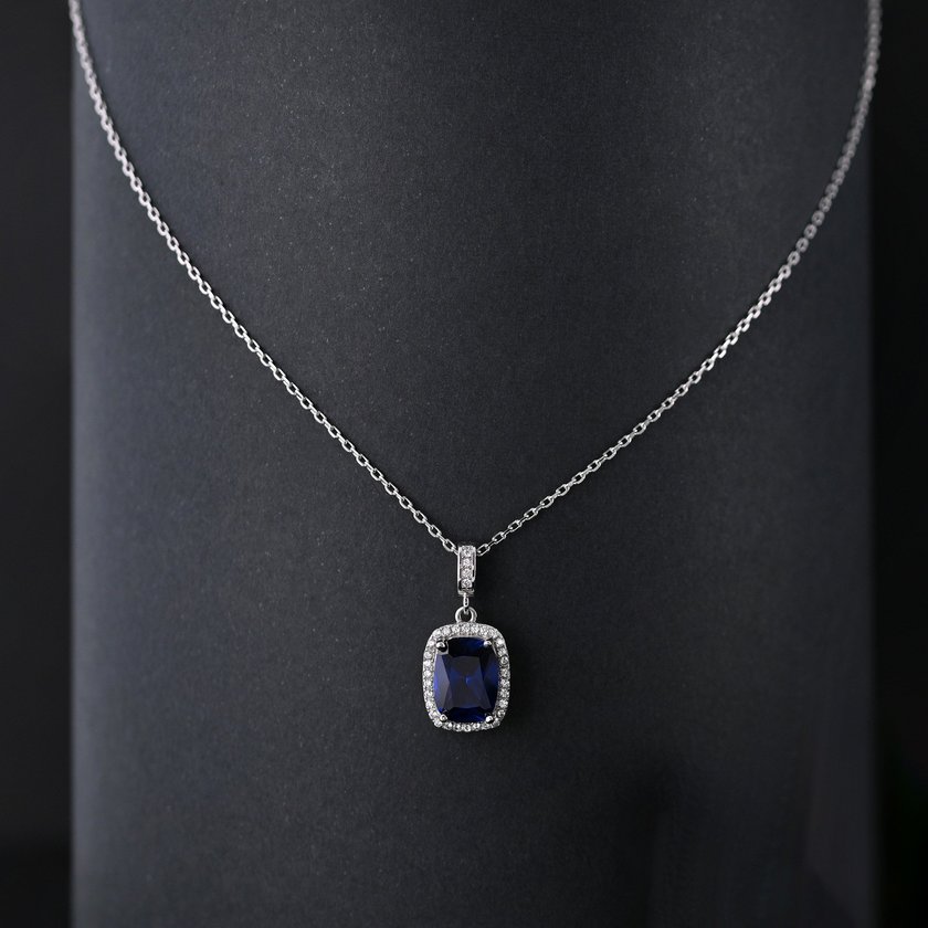 S925 necklace rectangular zirconie GB