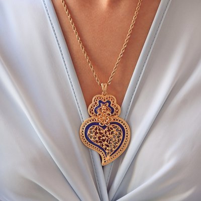 Collier Encantos Portugal cœur bleu