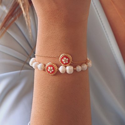 Pulsera Encantos Portugal con perlas y caramujo