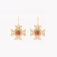 Encantos Portugal red malta cross earrings