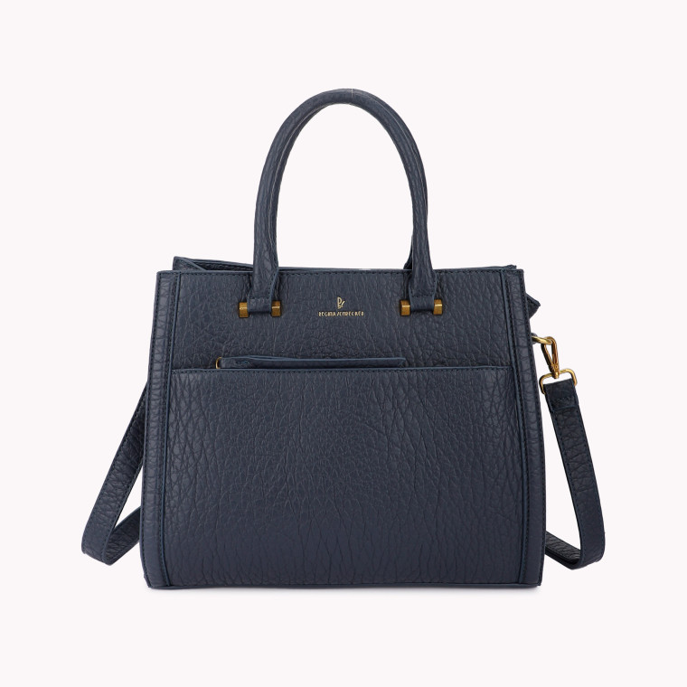 Tote style bag with front closure and GB detail