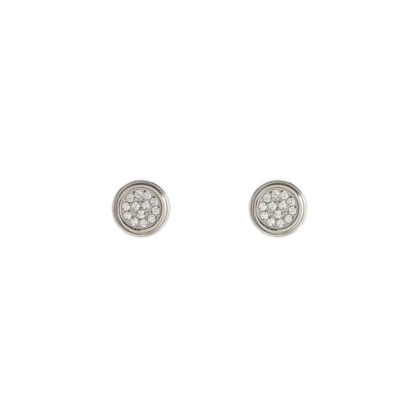 Round steel earrings with zirconias