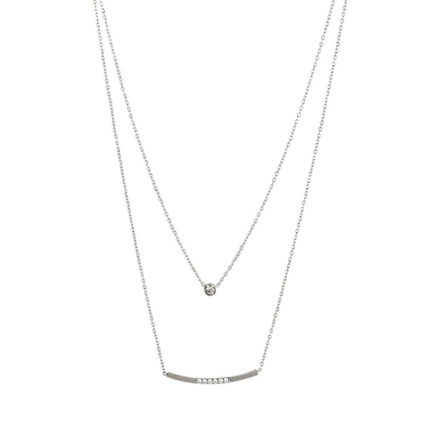 Collier double en acier avec point de lumière