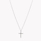 Steel necklace with cross and zirconias