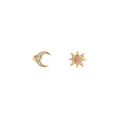 Boucles d\'oreilles en acier avec étoile et lune