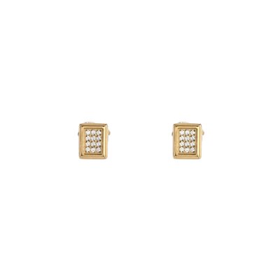 Boucles d\'oreilles rectangulaires en acier avec zircons