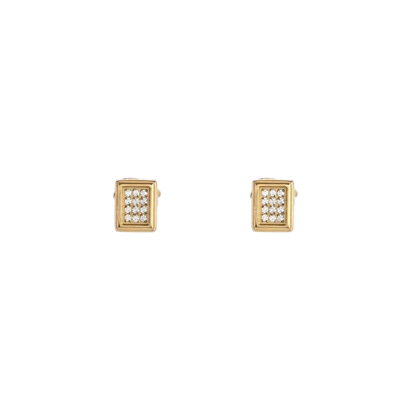 Rectangular steel earrings with zirconias