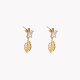 Steel leaf-shaped earrings with stone