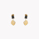 Steel leaf-shaped earrings with stone