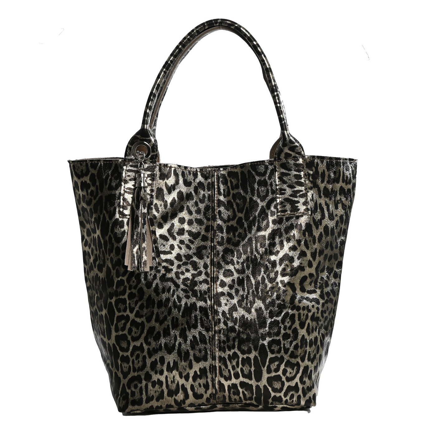 Leather Shopper bag with animal print texture GB