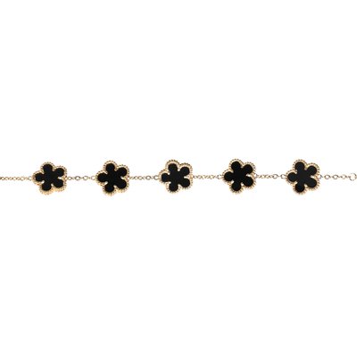 Pulsera de acero con tréboles negros