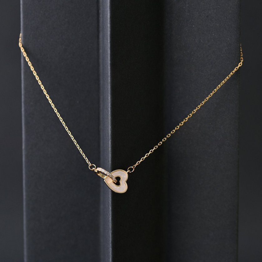 Steel necklace intertwined hearts GB
