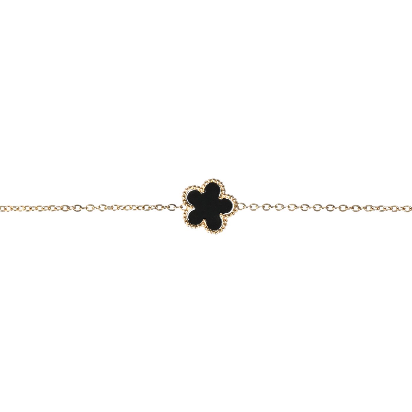 Steel bracelet with one black clover