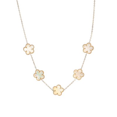 Collier en acier avec cinq trèfles blancs