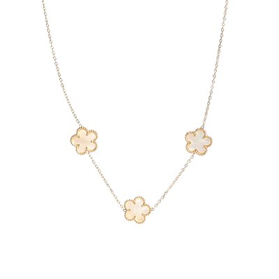 Collier en acier avec trois trèfles blancs