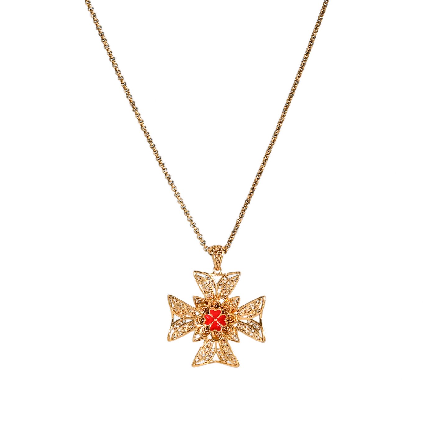 Encantos Portugal red cross necklace