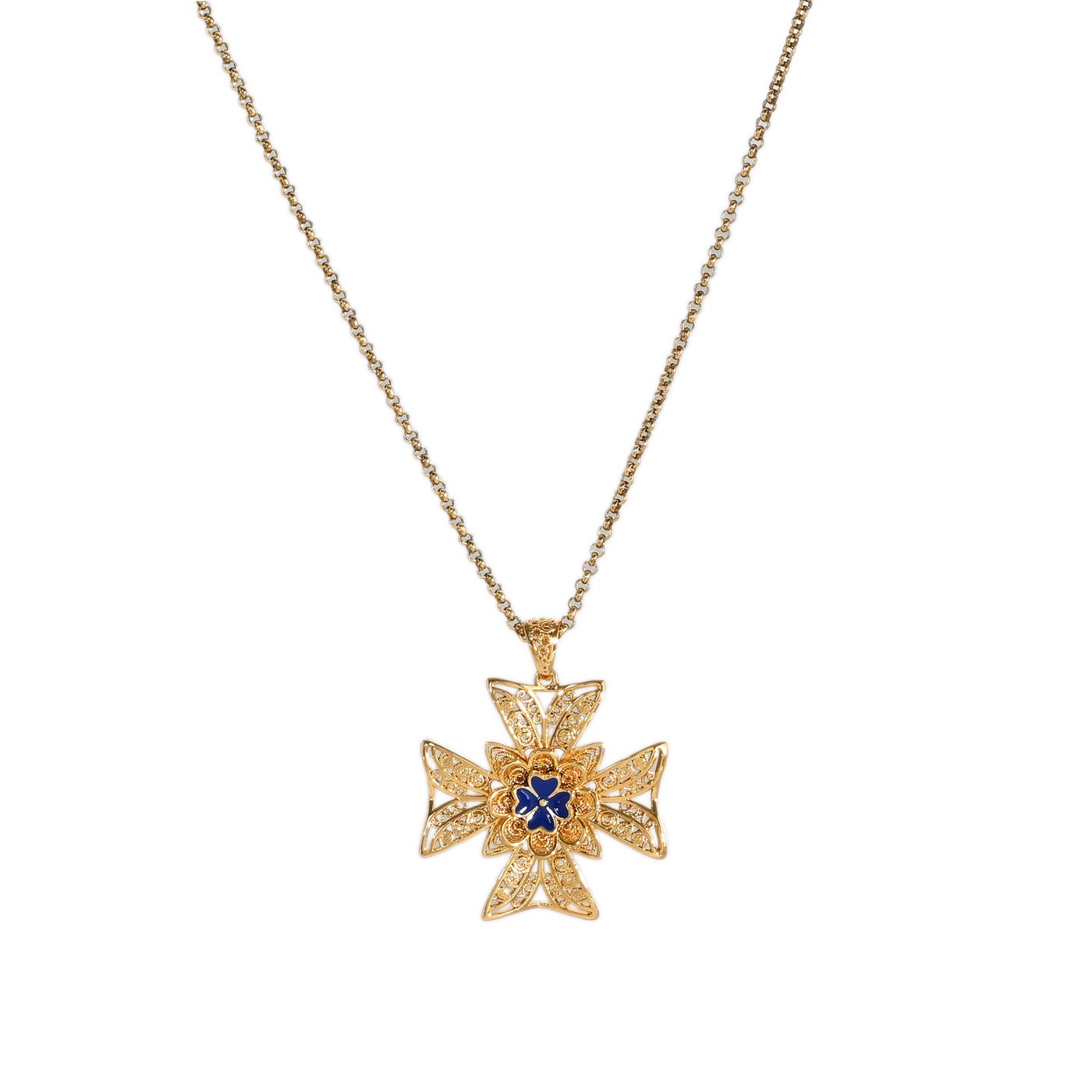 Encantos Portugal blue cross necklace