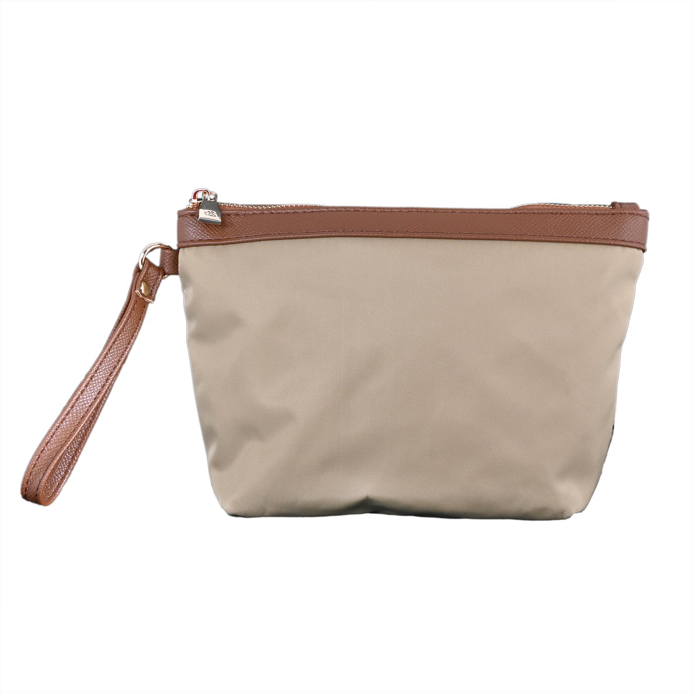 Rectangular toiletry bag with camel border