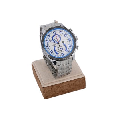 Men\'s silver watch with blue detail GB