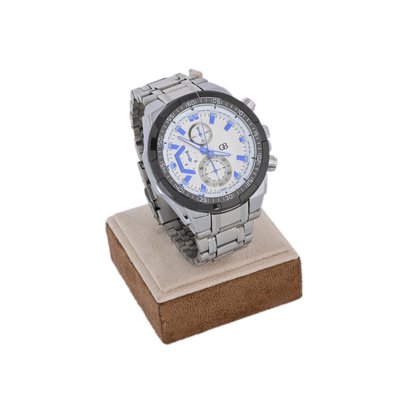 Reloj de hombre plateado con detalle azul GB