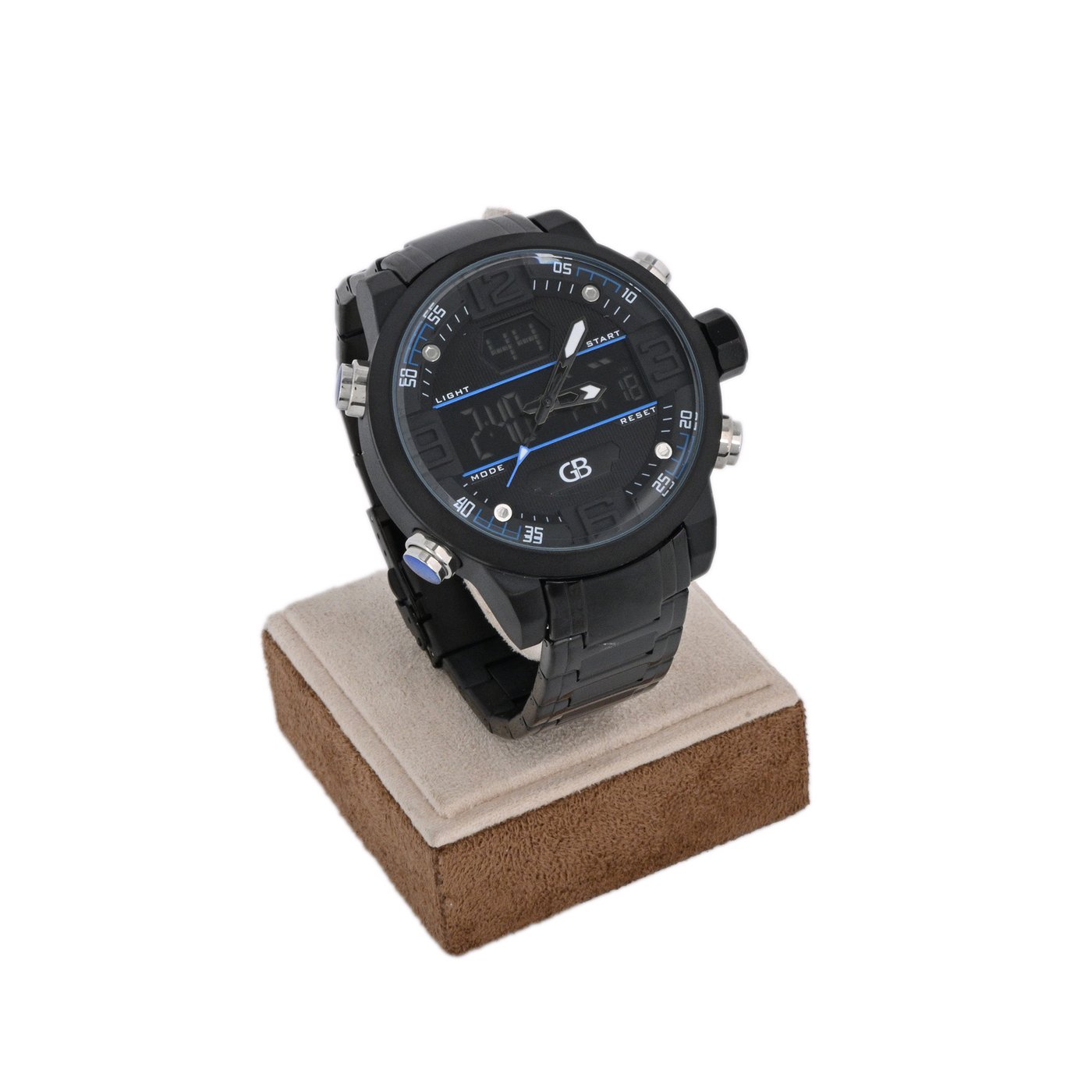 Montre noire pour hommes avec détails bleus GB