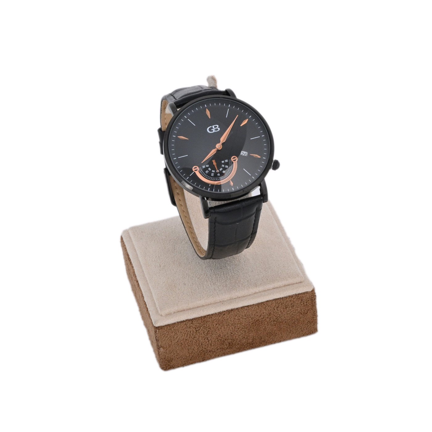 Black and bronze analog watch GB