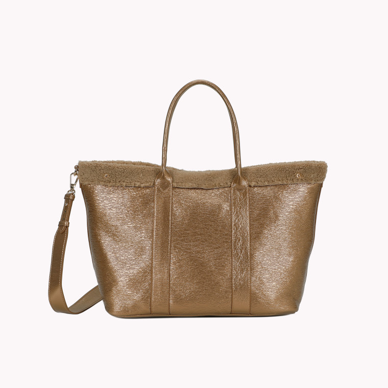 Mala Shopper com textura metalizada e forro em pêlo GB