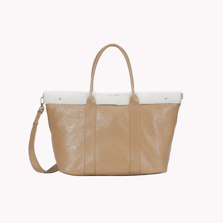 Mala Shopper com textura metalizada e forro em pêlo GB