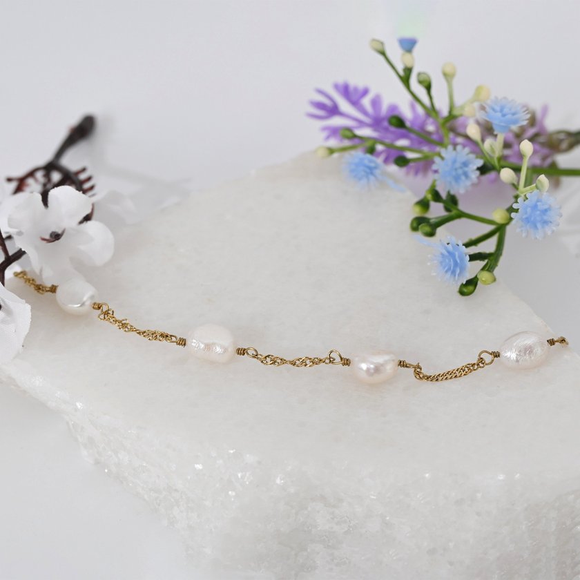 Bracciale in acciaio sottile perle GB