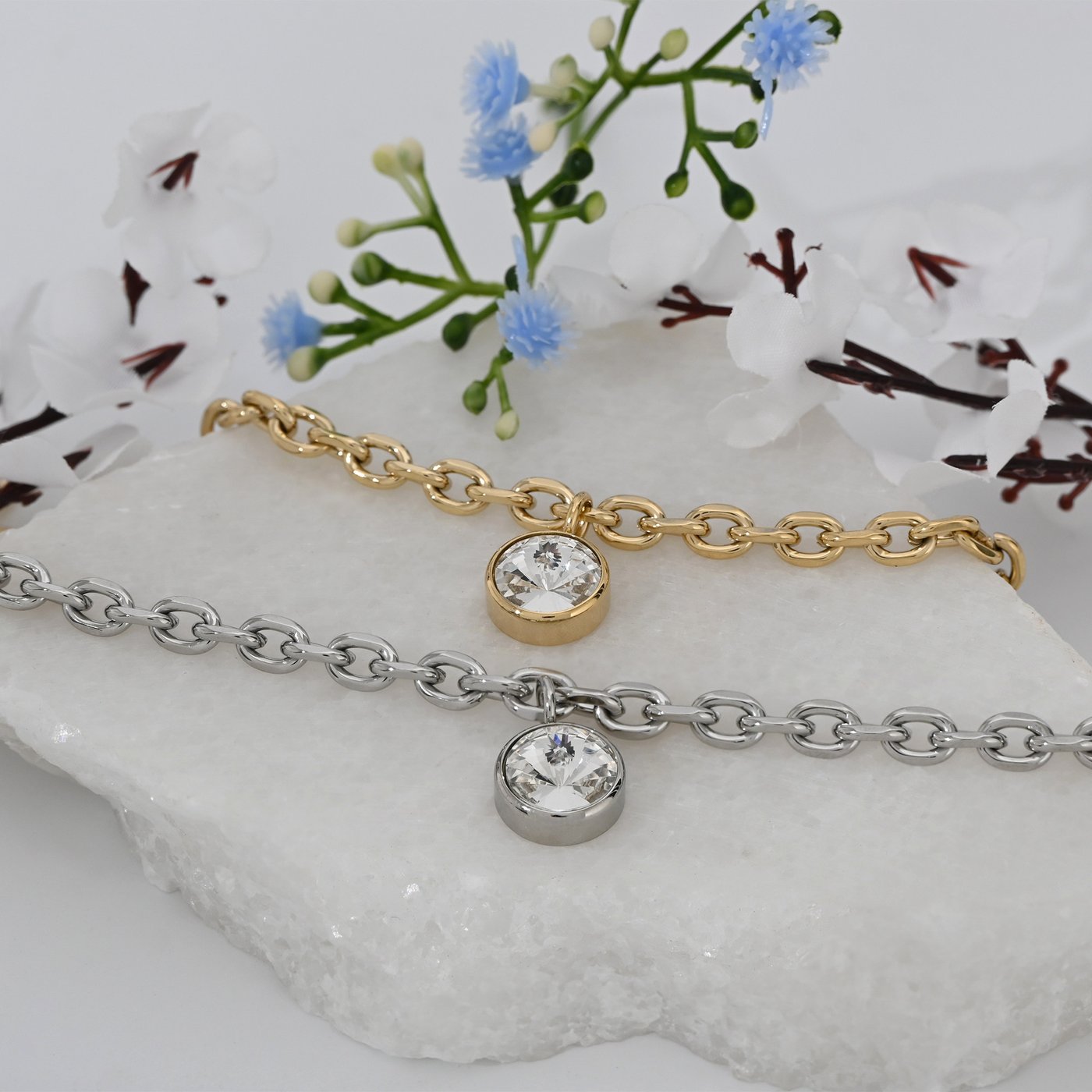 Pulsera Glamour simple con brillante