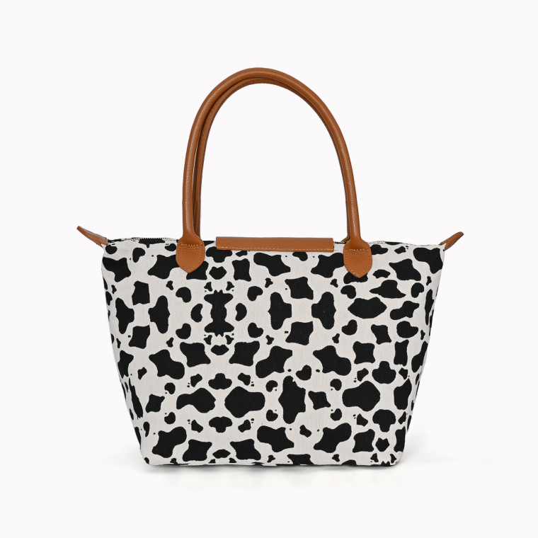 Mala em pele estilo Longchamp com padrão