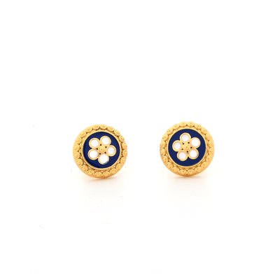 Gold plated earrings traditional flower GB