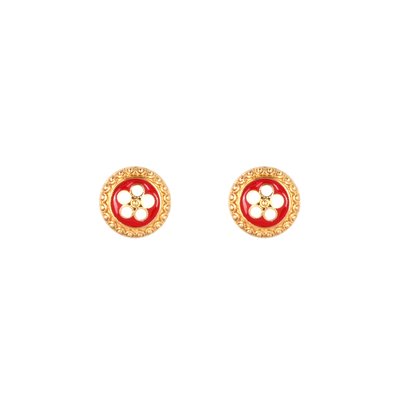 Gold plated earrings traditional flower GB