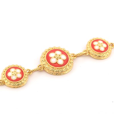 Gold plated bracelet 3 traditional flowers GB