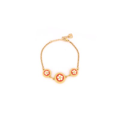 Gold plated bracelet 3 traditional flowers GB