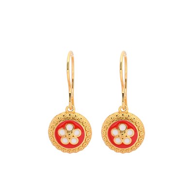 Gold plated earrings traditional flower GB