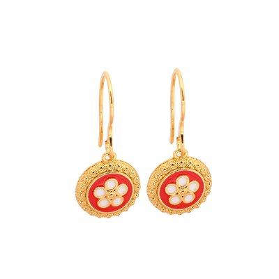 Gold plated earrings traditional flower GB